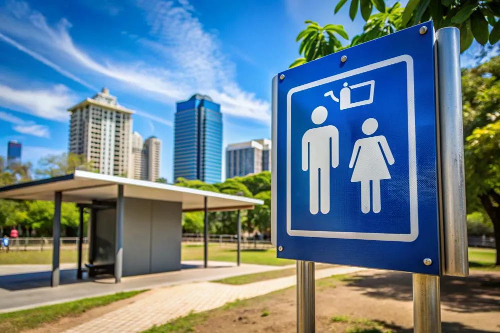 Les panneaux pour les toilettes publiques dans le parc