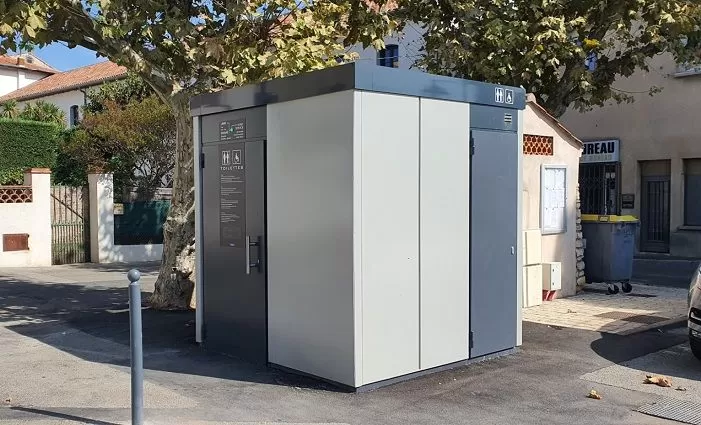 Gray public toilets installed in the city