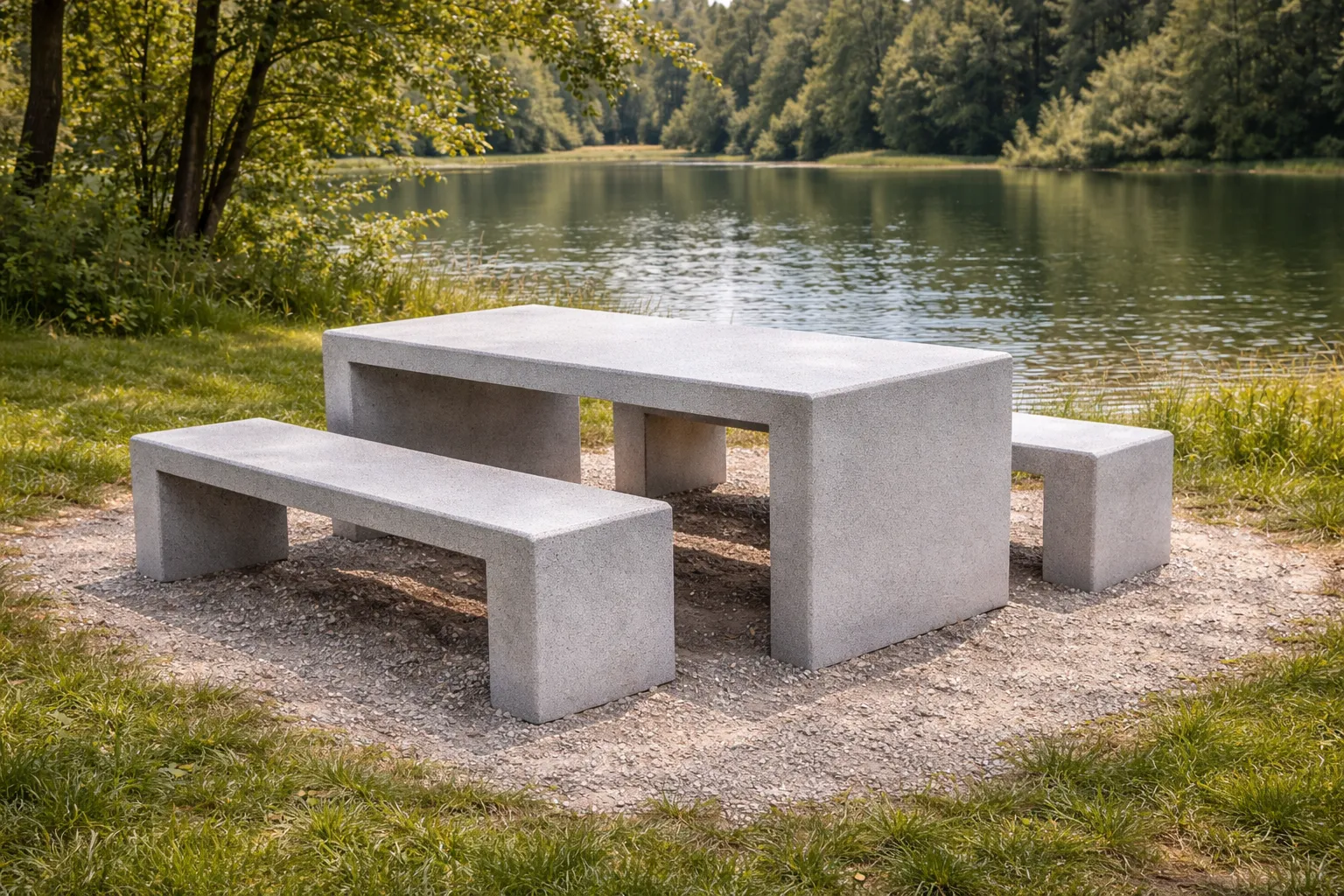 Minimalistische betonnen picknicktafel
