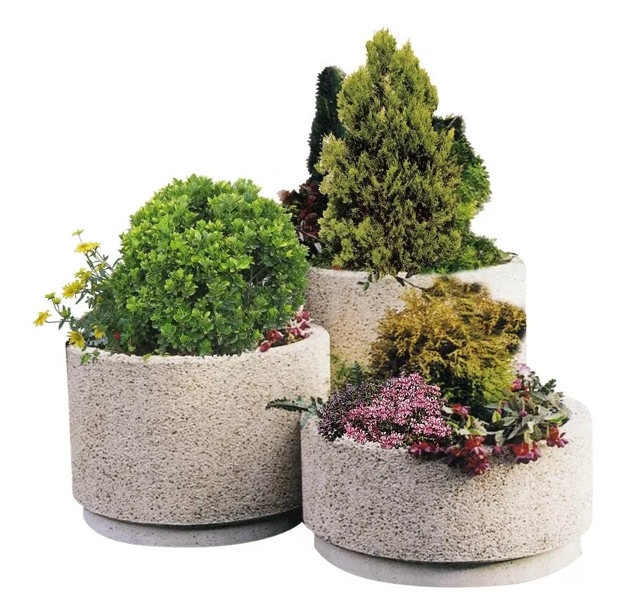 Round concrete planter