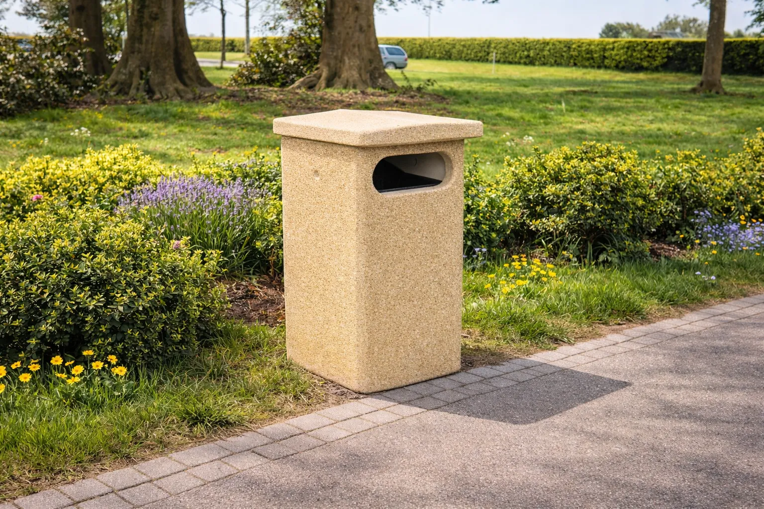 Corbeille béton boite à lettre